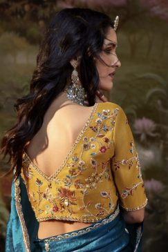 Alternative view of Blue Embroidered Wedding Saree