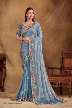 Two Tone Satin Silk Saree with sequin hand work Saree
