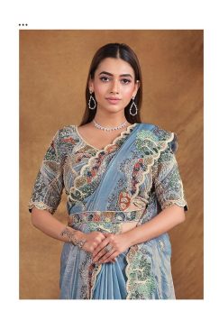 Alternative view of Two Tone Satin Silk Saree with sequin hand work Saree