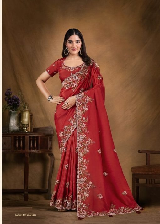 Upada Silk Saree with sequin & Cord Embroidery on Saree