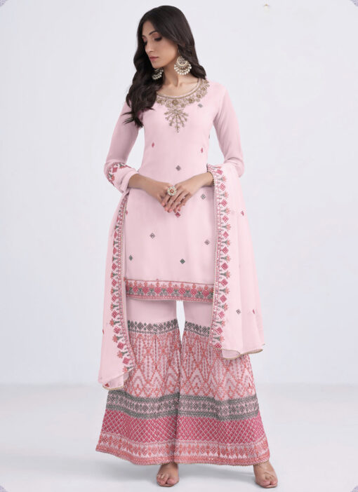 Light Pink Georgette Sharara Suit