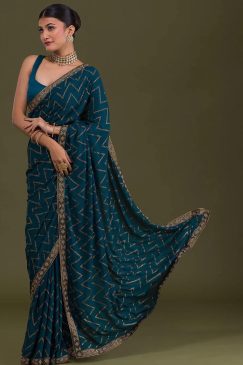Blue Color Beauitful Soft Rangoli Silk Saree