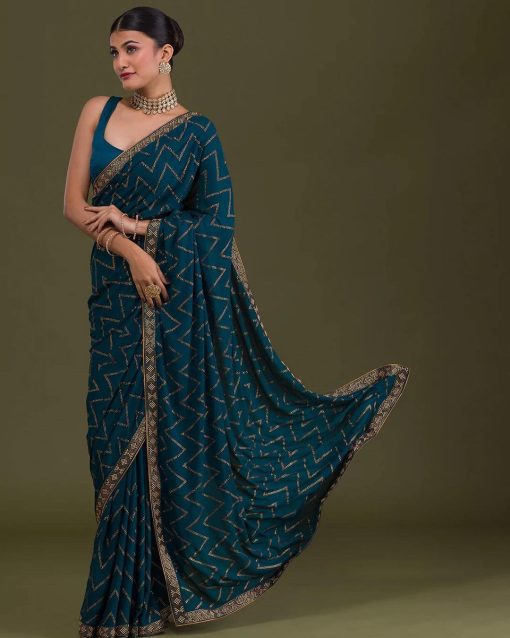 Blue Color Beauitful Soft Rangoli Silk Saree
