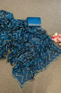 Alternative view of Blue Color Beauitful Soft Rangoli Silk Saree