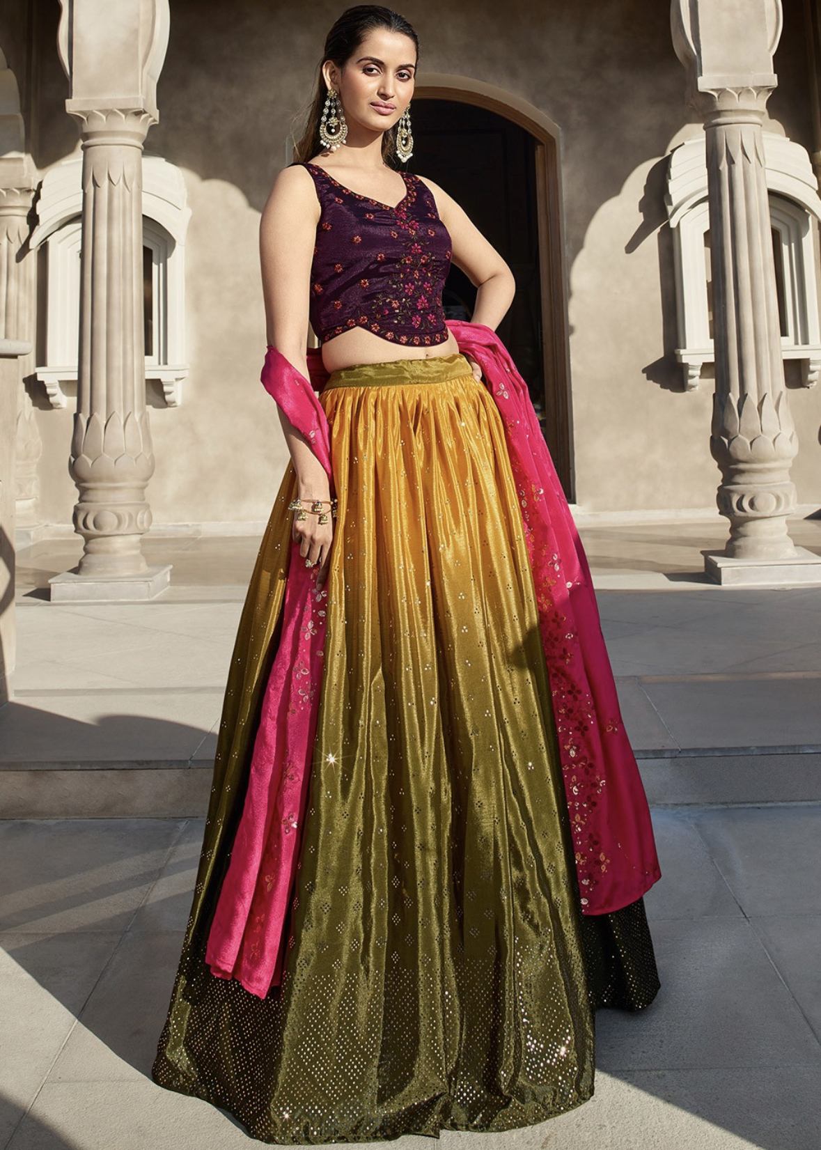 Mustard Party Wear Lehenga Choli