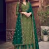Olive Green Embroidered Party Wear Palazzo Suit