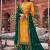 Mustard Embroidered Party Wear Palazzo Suit