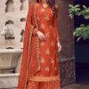 Rust Embroidered Party Wear Palazzo Suit
