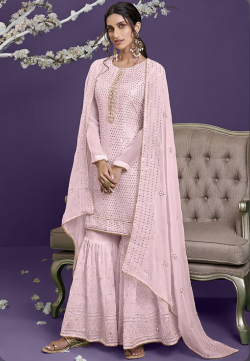 Blush Pink Georgette Sharara Suit