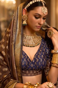 Alternative view of Blue Rajwadi Silk Embroidered Lehenga Choli