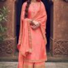 Peach Embroidered Party Wear Palazzo Suit