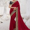 Red Fancy Fabric Patch Border Saree