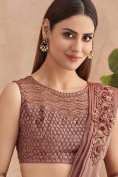 Alternative view of Pink Lehenga Style Saree With Belt