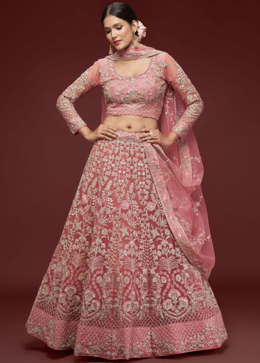 Rose Net Sangeet Bridal Lehenga Choli