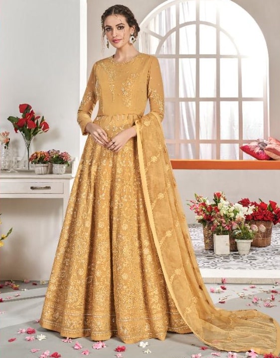 Mustard Anarkali Suit Salwar Kameez Designer Collection