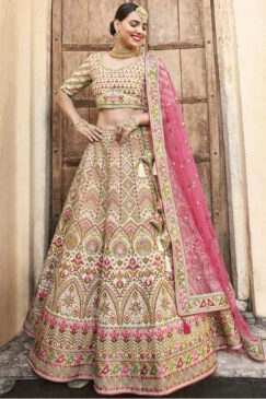 Off White Silk Bridal Lehenga Choli