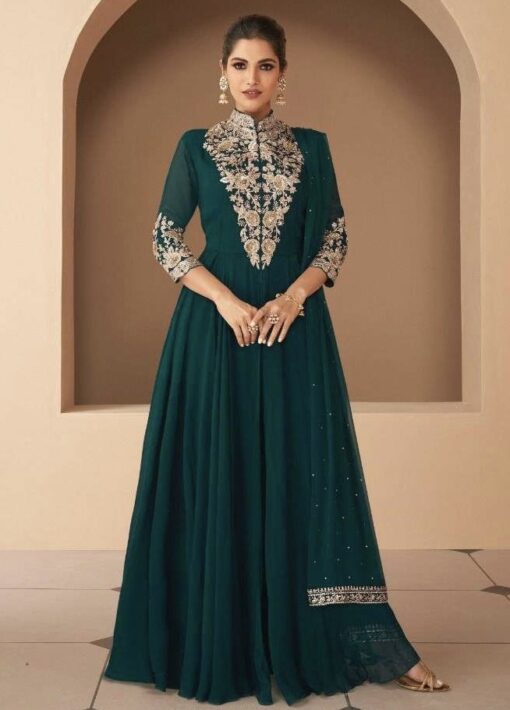 Green Embroidered Anarkali Suit
