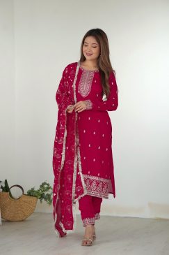 Pink Color Beautiful Partywear Dress in Silk Fabric