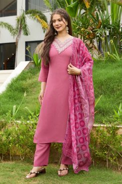 Gajri Color Daily Wear Dress in Rayon FAbric