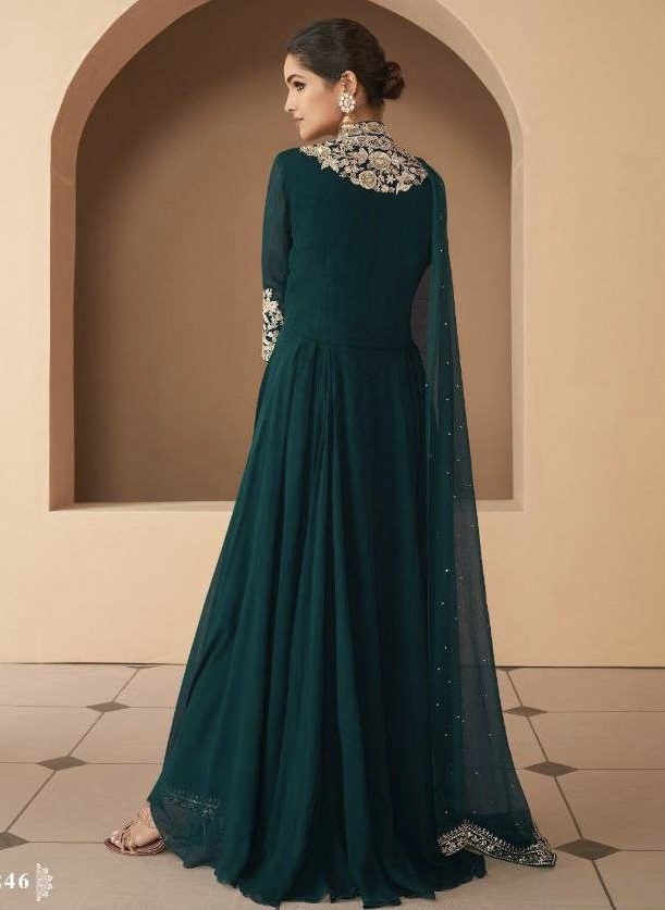 Green Embroidered Anarkali Suit