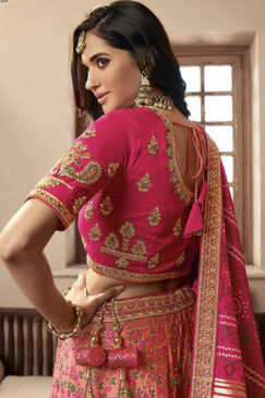 Alternative view of Pink Banarasi Silk Bridal Lehenga Choli