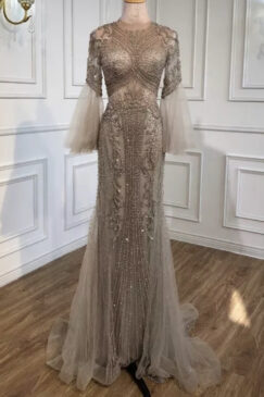 Luxury A-Line Diamond Beaded Evening Dress