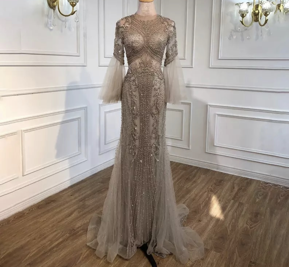 Luxury A-Line Diamond Beaded Evening Dress - Evening Dresses, Made To ...