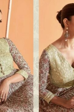 Alternative view of Mint Green Net Embroidered Anarkali Suit