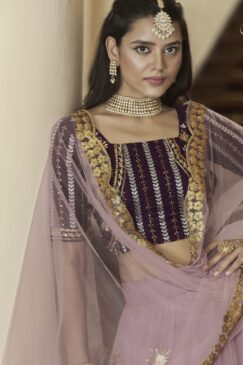 Alternative view of Light Purple Embroidered Net Party Wear Lehenga Choli