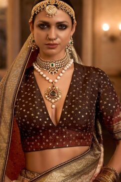 Alternative view of Multicolour Rajwadi Silk Embroidered Lehenga Choli