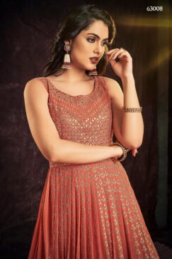 Alternative view of Orange Georgette Embroidered Anarkali Suit