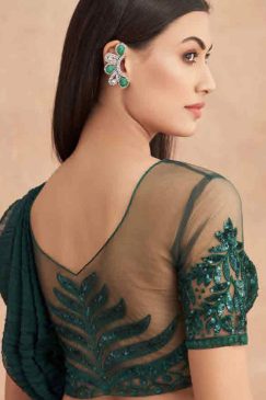 Alternative view of Green Lehenga Style Saree With Belt