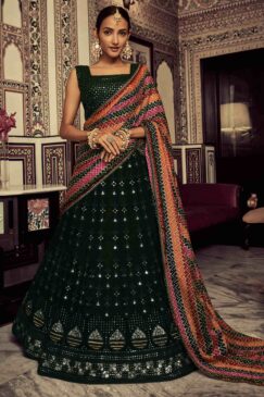 Green Embroidered Party Wear Lehenga Choli