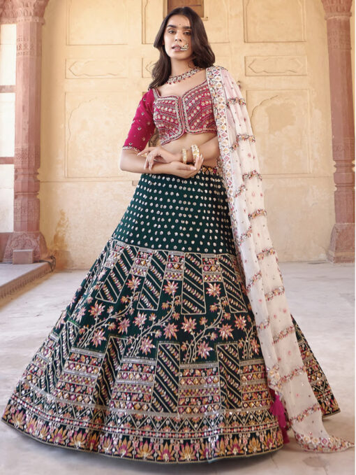 Green Georgette Lehenga Choli