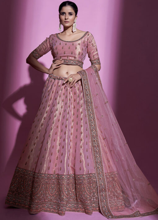 Pink Embroidered Bridal Lehenga Choli