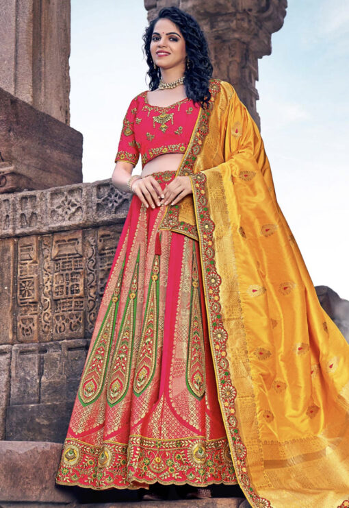 Pink Banarasi Silk Lehenga Choli