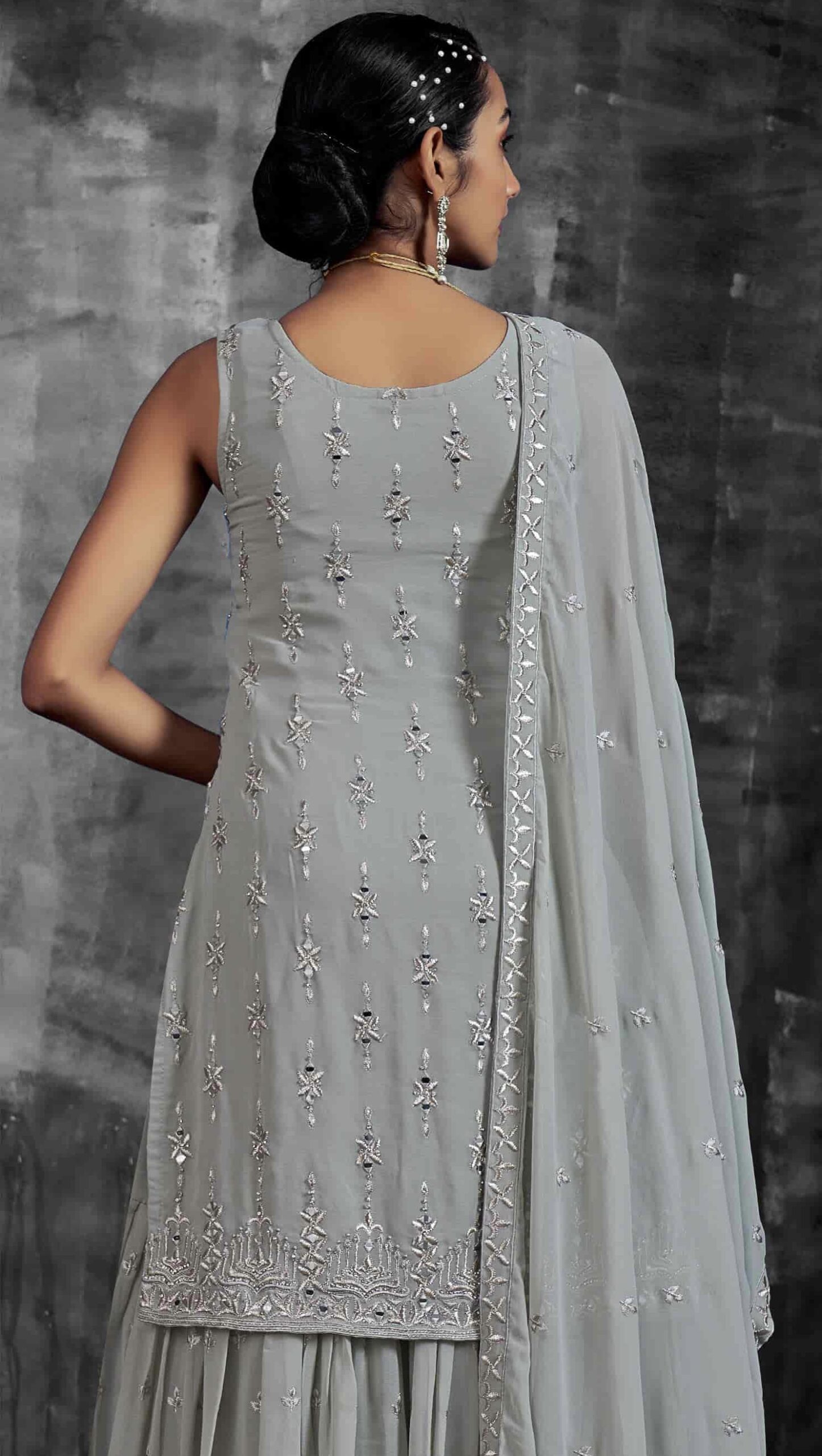Grey Embroidered Sharara Suit Salwar Kameez Designer Collection