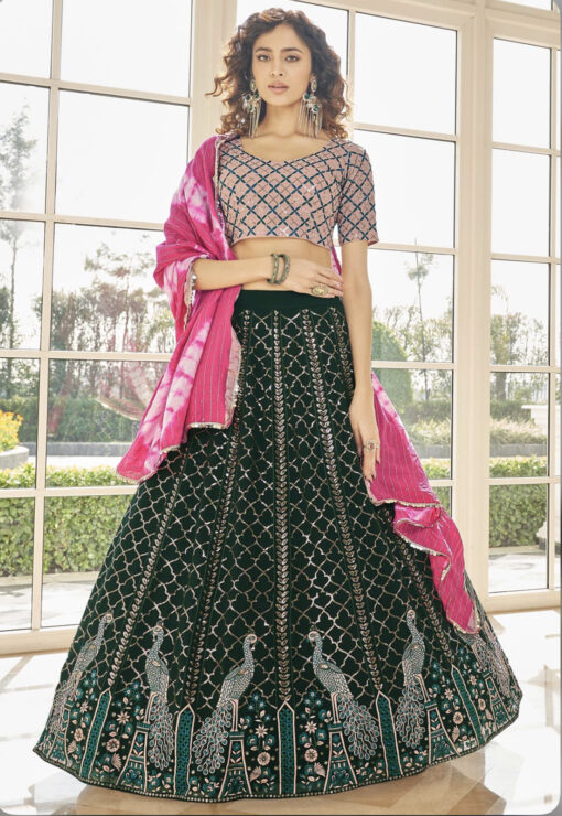Green Georgette Lehenga Choli