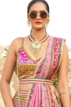 Alternative view of Pink Smooth Silk Woven Lehenga Choli