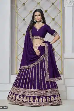 Purple Color Beautiful Lehenga choli For Reception Function