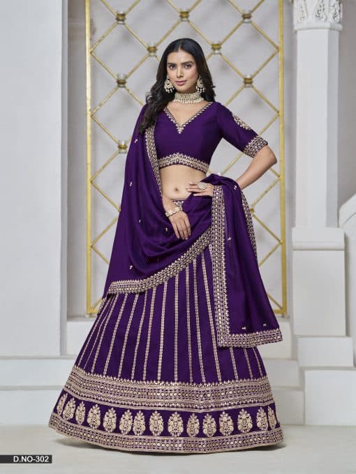 Purple Color Beautiful Lehenga choli For Reception Function