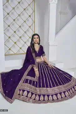 Alternative view of Purple Color Beautiful Lehenga choli For Reception Function