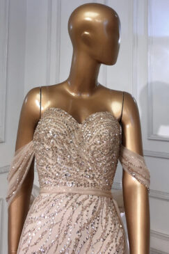 Alternative view of Off Shoulder Split Beaded Evening Dress
