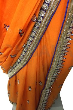 Alternative view of Orange Chiffon Saree With Blouse
