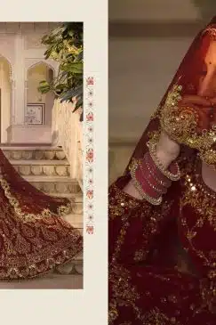 Alternative view of Wedding Culture Lehenga in Velvet Fabric In Red Color