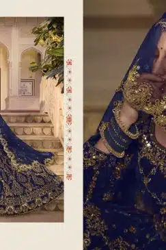 Alternative view of Wedding Culture Lehenga in Velvet Fabric In Blue Color