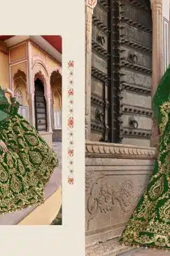 Alternative view of Wedding Culture Lehenga in Velvet Fabric In green Color