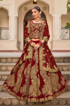 Dark Red Color Bridal Lehenga Choli