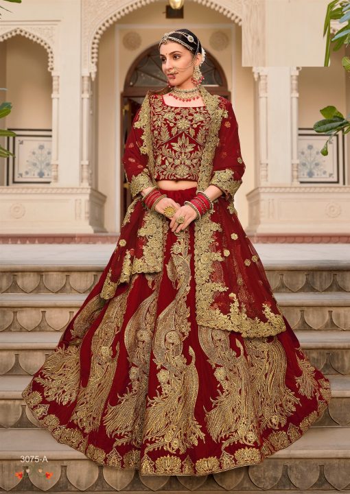 Dark Red Color Bridal Lehenga Choli