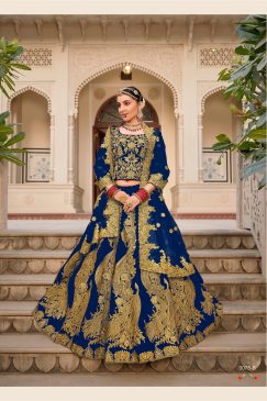 Alternative view of Blue Color Lehenga Choli in Velvet Fabric